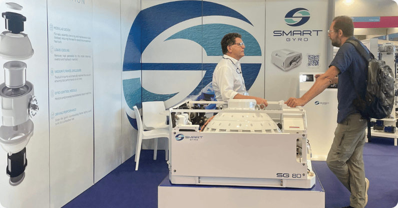 Smartgyro gyro stabilizer on display at boat show